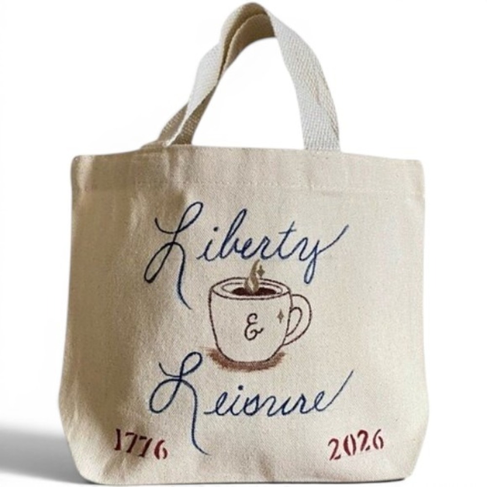 Liberty & Leisure Everyday Tote Hand Painted Coffee Lover Americana Canvas Tote
